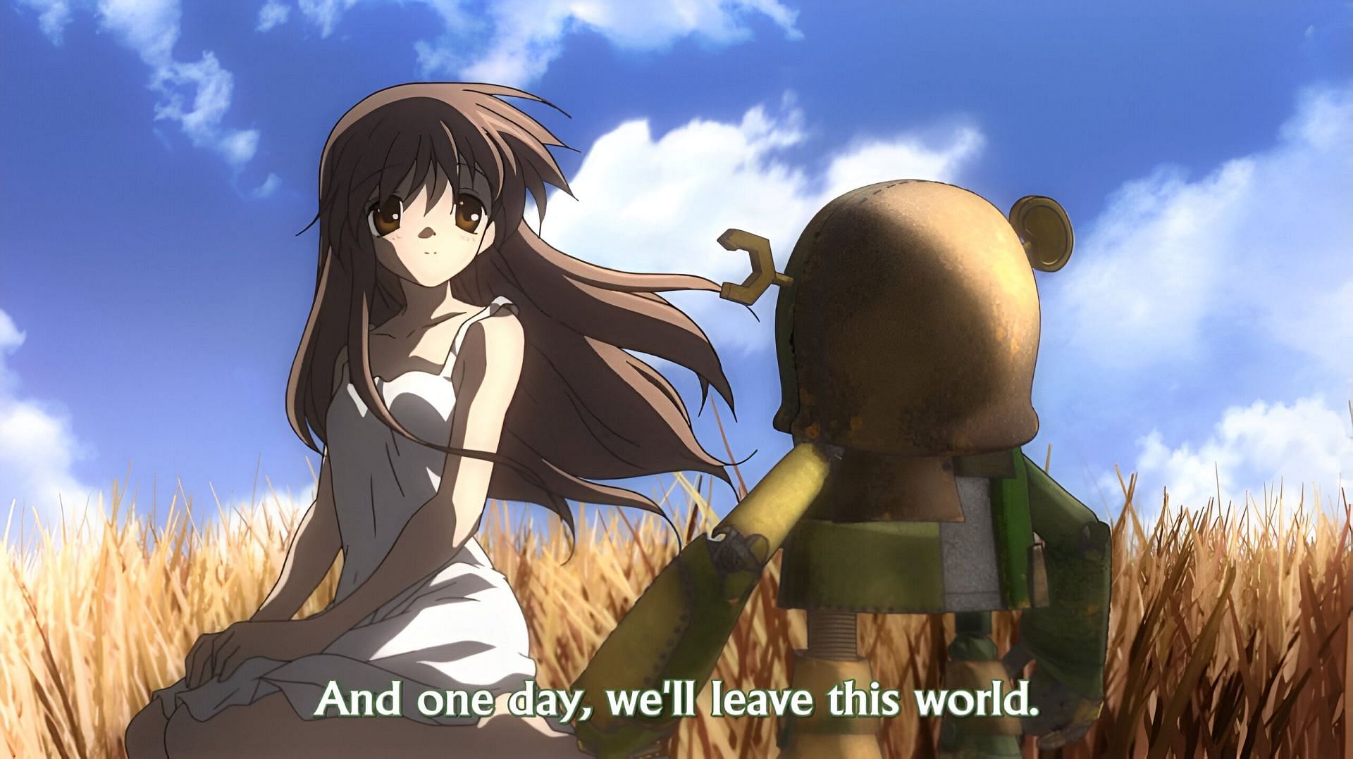 Ushio (left) and Tomoya (right) as seen in the illusionary world (Image via KyoAni)